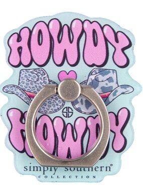 Simply Southern Pink & Light Blue "Howdy" Phone Ring Holder